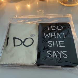 Matching gold and black passport covers